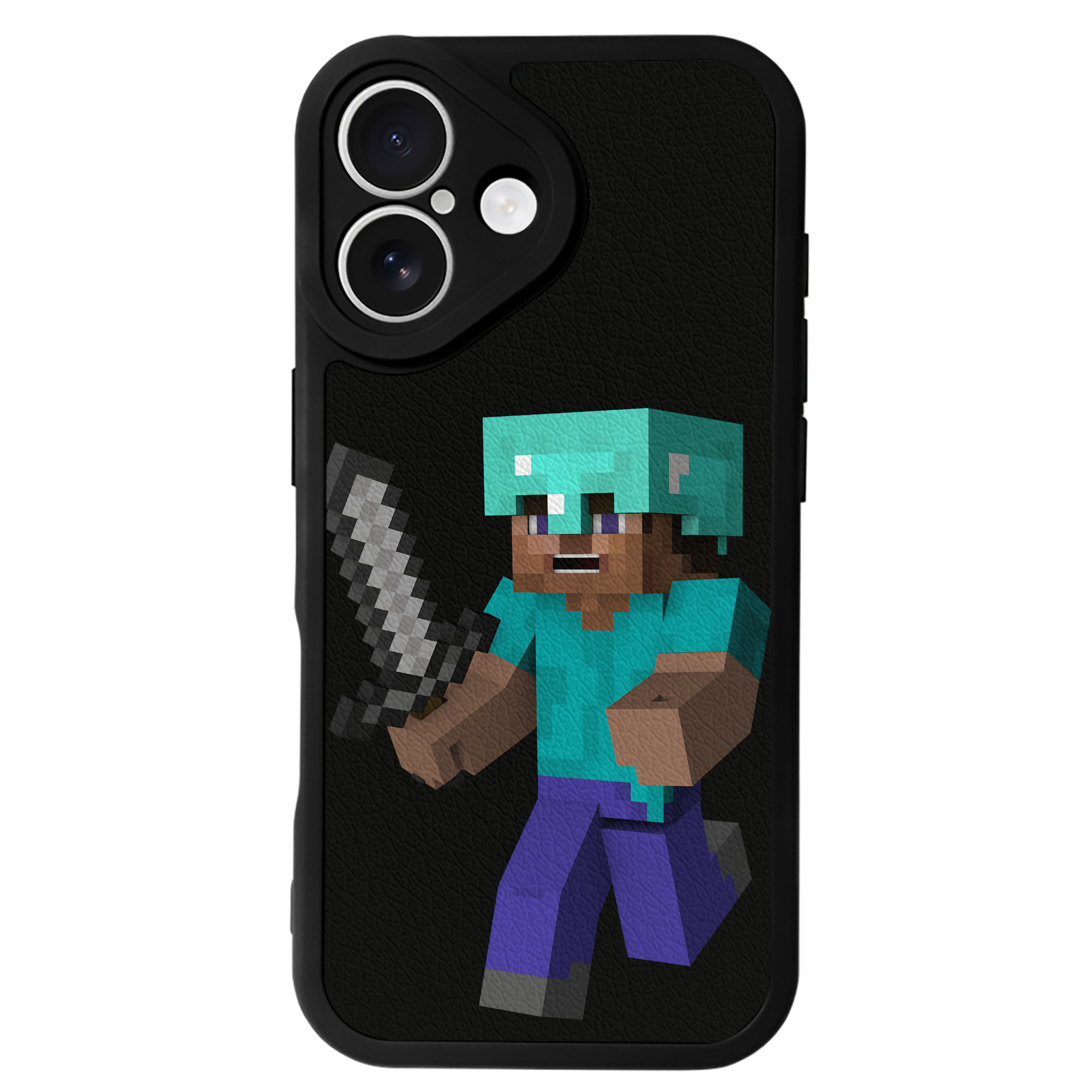 （画像用） マインクラフト ブロックの世界 Minecraft MC Block world 【iPhone 16シリーズ対応】シリコンスマホケース（レザー調） 材質：シリコン